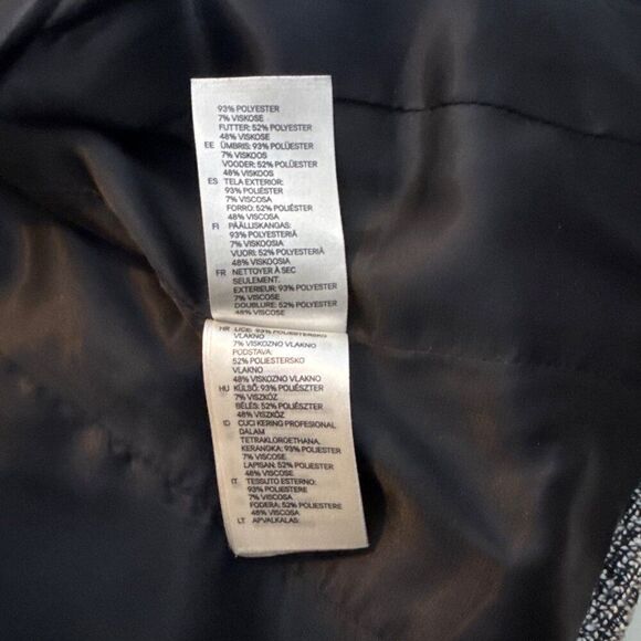 H&M Womens Black & White Tweed Blazer Jacket Size 4 Polyester Blend Hook Closure - Picture 7 of 7